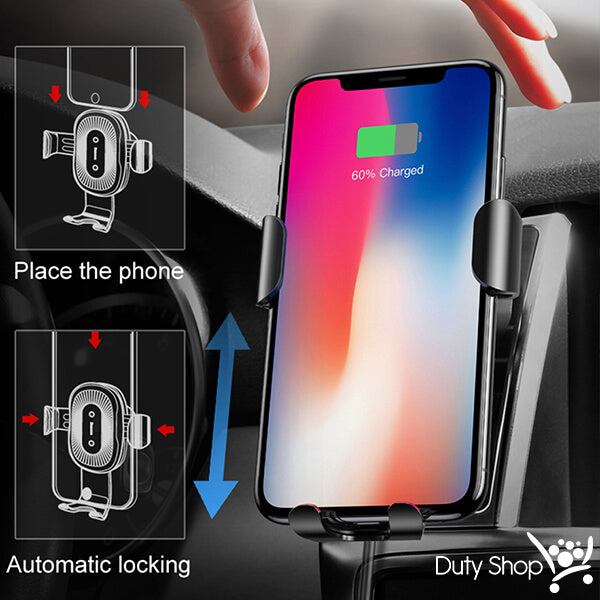 2-in-1 Wireless QI Charger & Auto-Locking Car Mount
